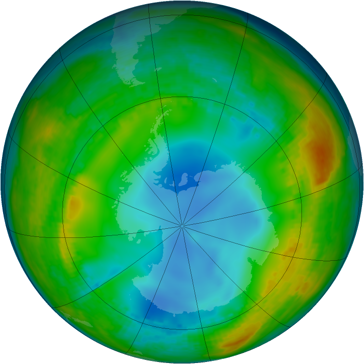 Antarctic ozone map for 14 July 2002